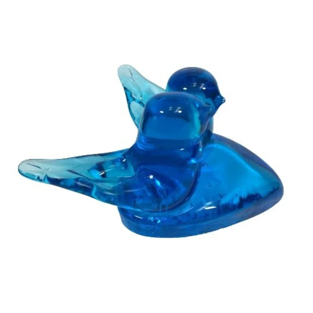 Double Titan Blue Glass Happy Little Bluebirds of Happiness Signed W Ward 1995